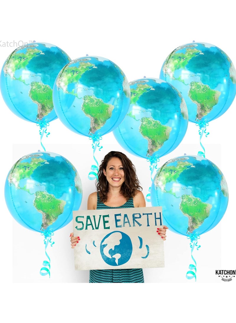 KATCHON Globe Balloons for Earth Day Decorations - Huge 22 Inch, Pack of 6 | 4D World Map Balloons | Earth Balloons for Party | World Balloons for Globe Decorations, Bon Voyage Party Decorations - Image 4